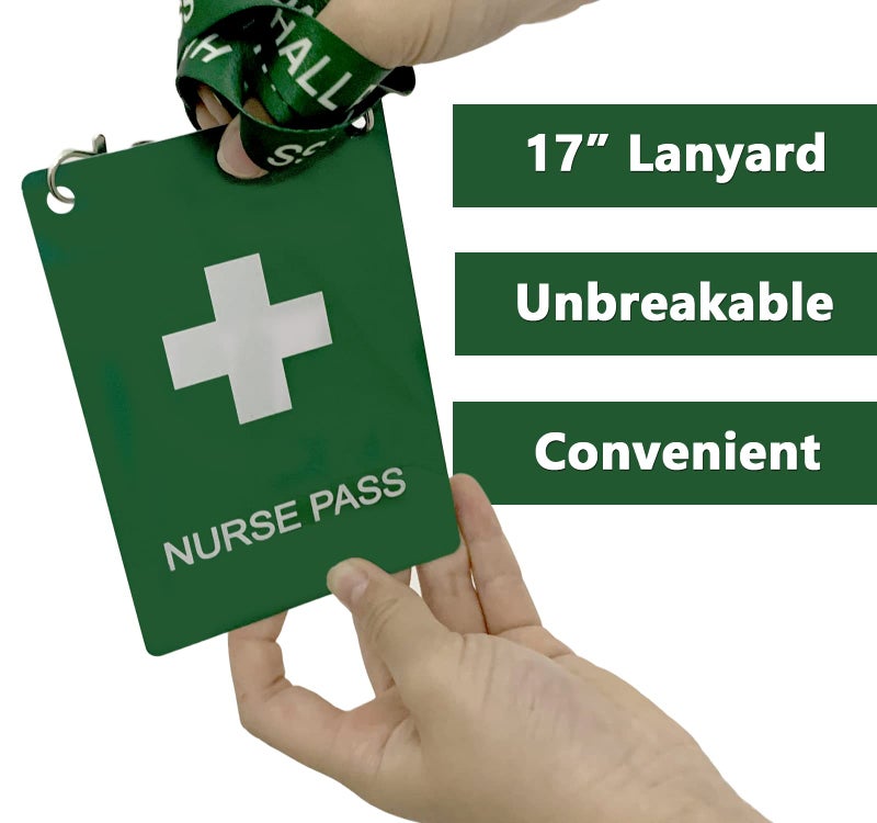 Bemaxy Hall Pass Lanyards with Large Card Passes, Unbreakable School Classroom 5 Inch Passes Set for Teacher Parents(Hall Bathroom Library Office & Nurse),5 Pcs(Nurse) - Image 4